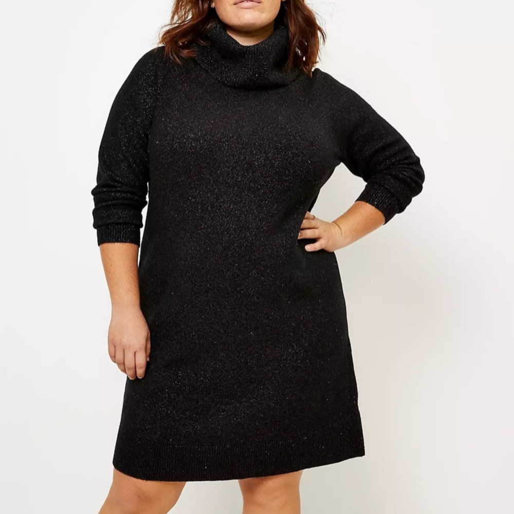 🆕 LOFT Plus Shimmer Cowl Neck Sweater Dress